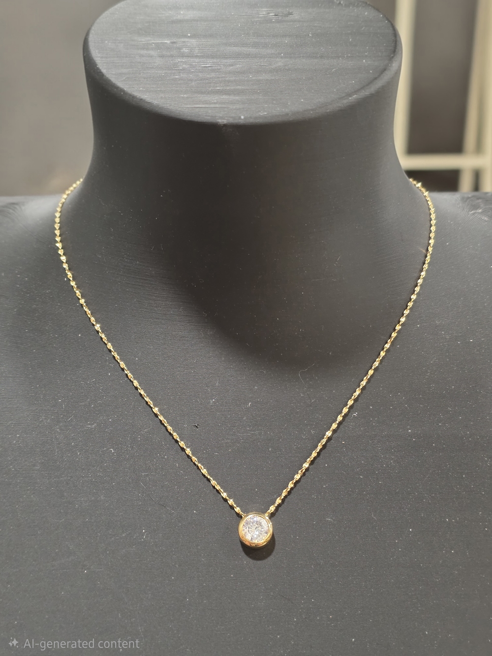 Avon Gold-Tone Necklace with Clear Round Stone - Picture 1 of 6